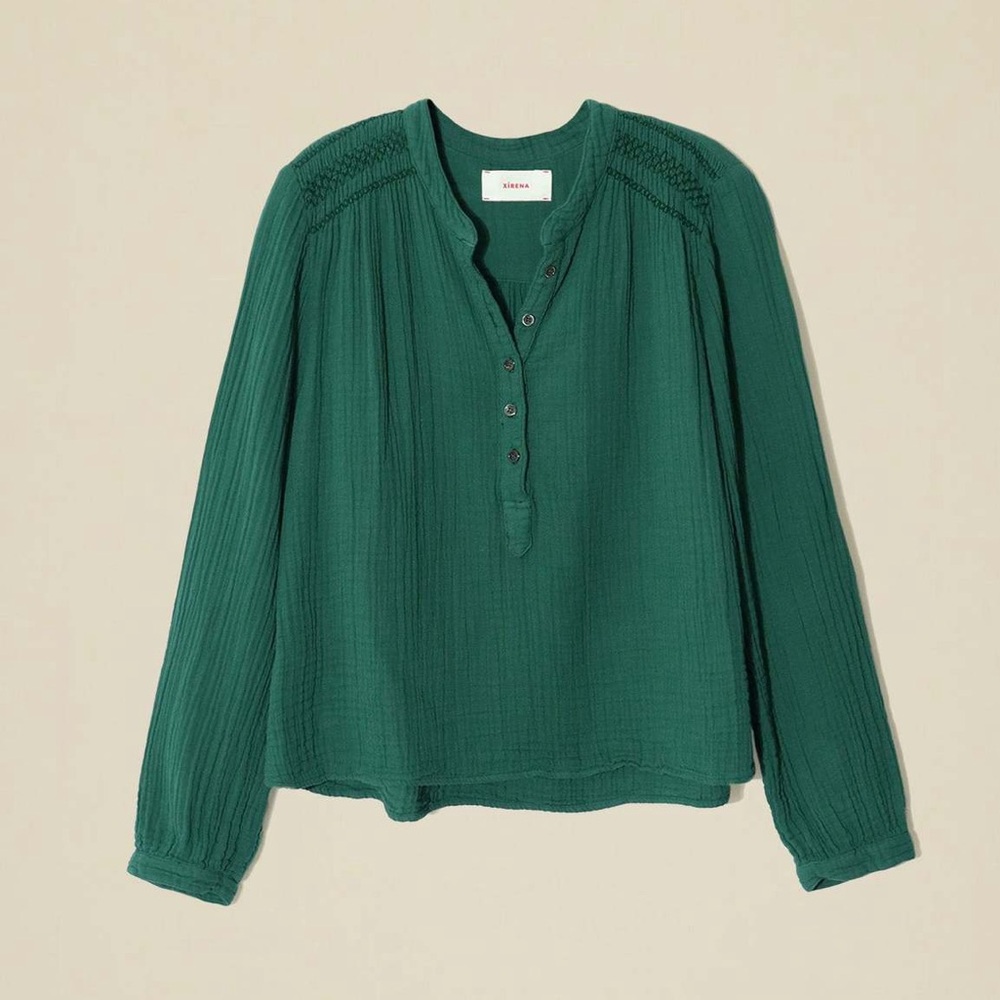 Like New Xirena Addisen Top Green 100% Cotton Blouse Women’s S